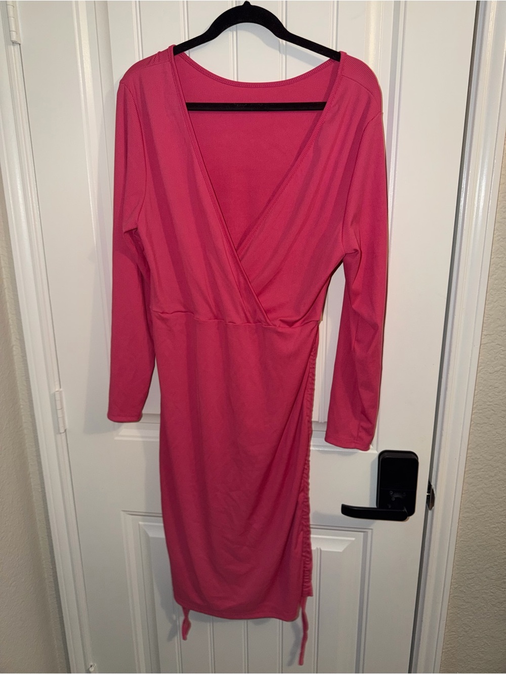 SHEIN Fuchsia Long-Sleeve Wrap Dress